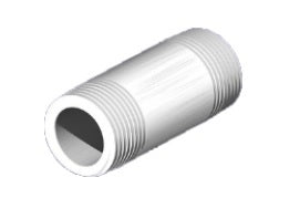 1.5 inch by 8 inch white PVC thread nipple Z015080 for professional pool contractor plumbing connections